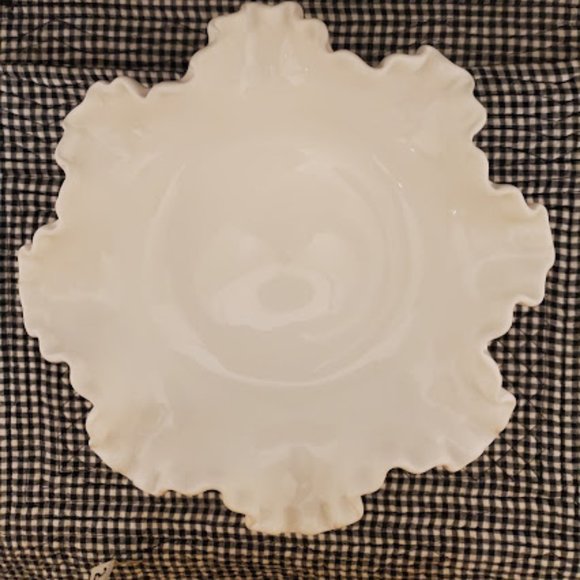 Fenton White Ruffled Hobnail Pedestal Compote - Picture 3 of 3